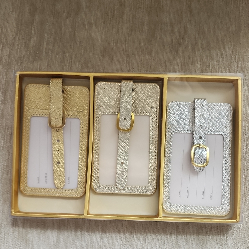 Eccolo Gold and Silver Luggage Tags Set